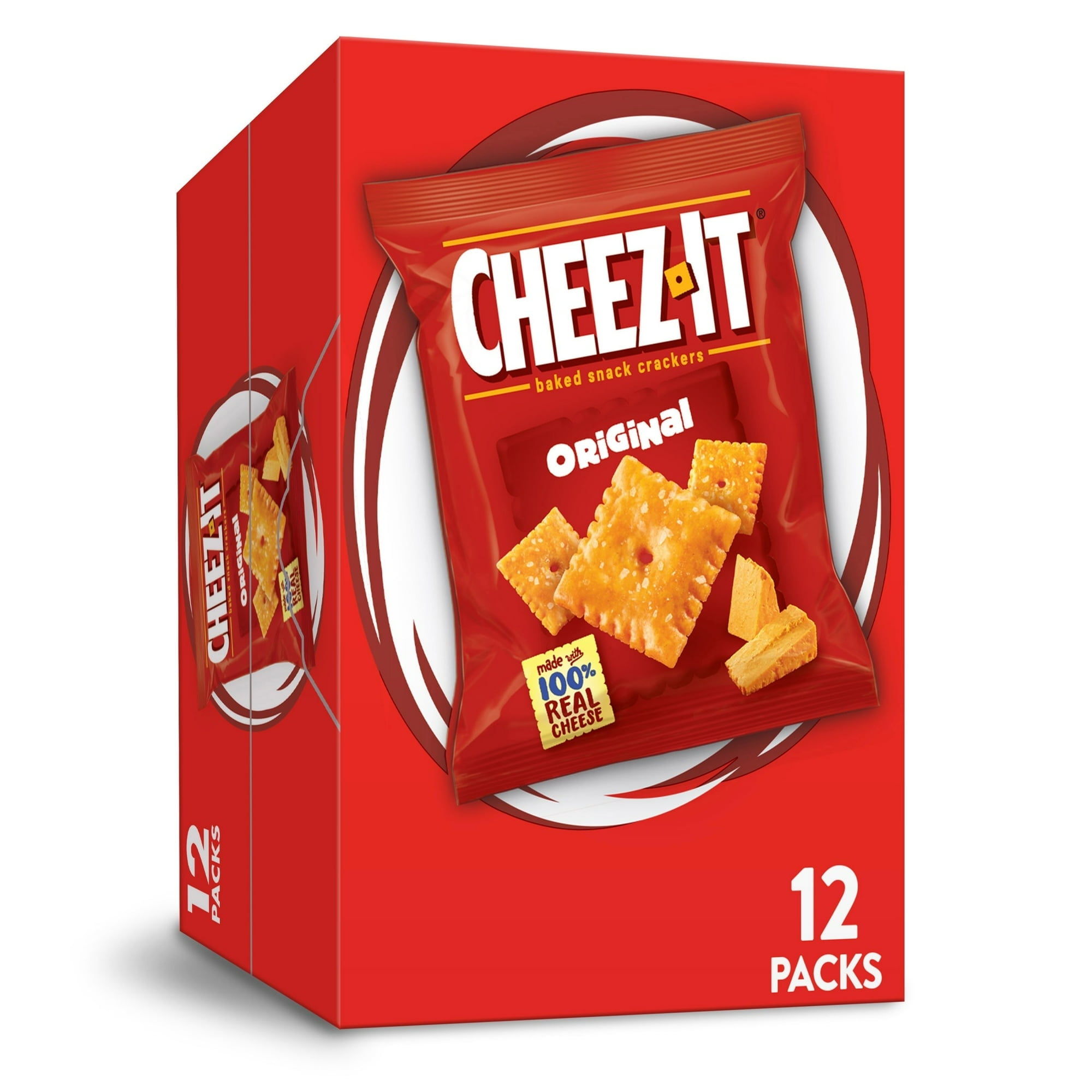 Cheez-It Original Cheese Crackers, Baked Snack Crackers, 12 Count(pack of 2)