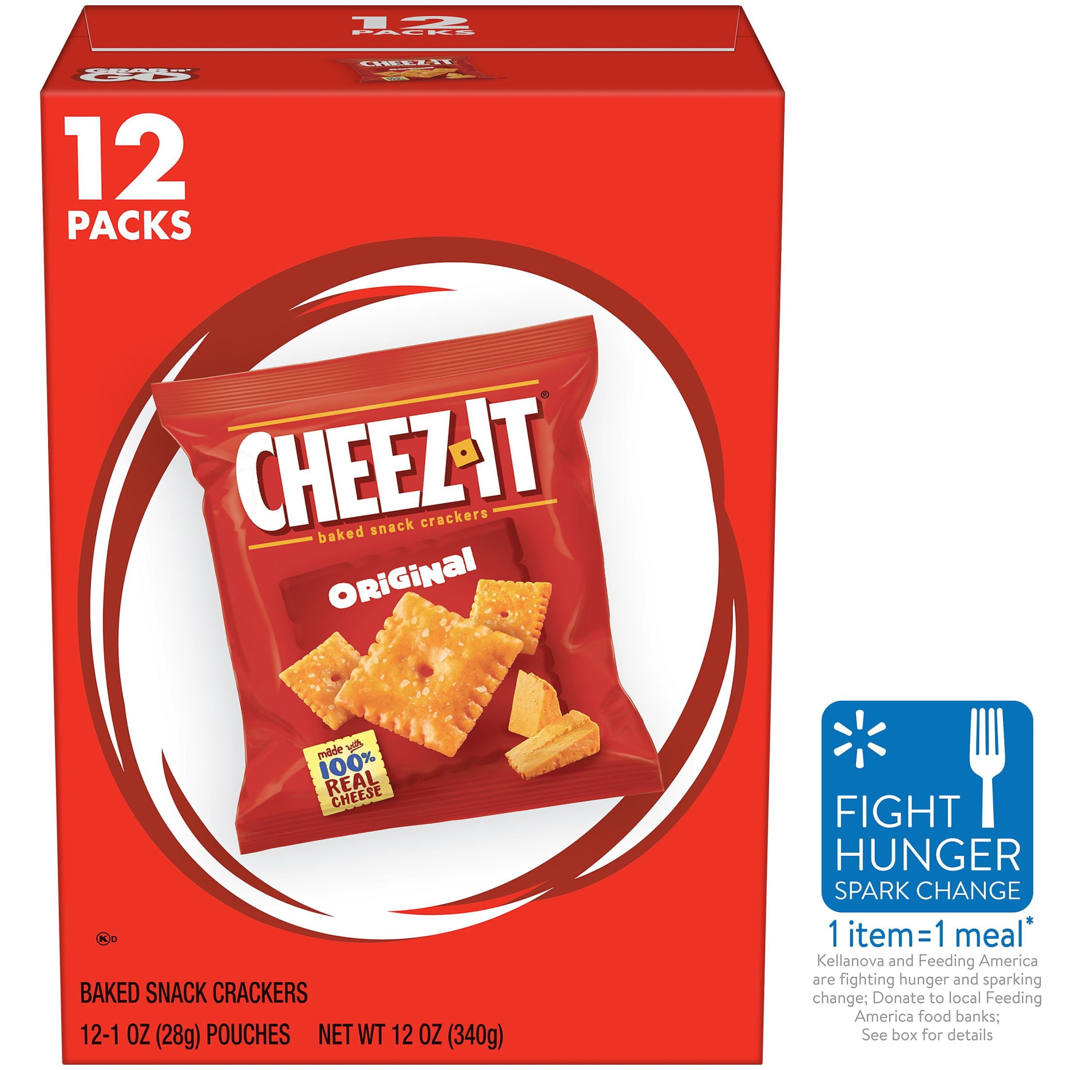 Walmart sales :  Cheez-It Original Cheese Crackers, Family Size, 12 Count Baked Snack Crackers