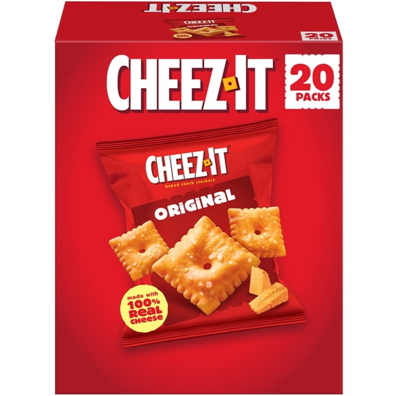Cheez-It Original Baked Snack Crackers, Lunch Snacks, 20 Count