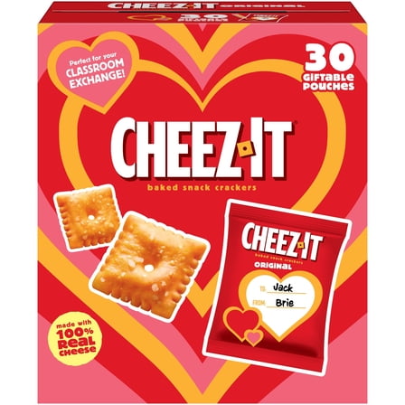 Cheez-It Original Baked Snack Crackers, Valentine's Day Snacks, 30 Count