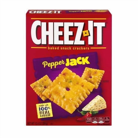Cheez-It Pepper Jack Baked Snack Crackers 6 Pack Grab-n-Go Box, 3 oz Pouches, Spicy Pepper Cheese Flavor