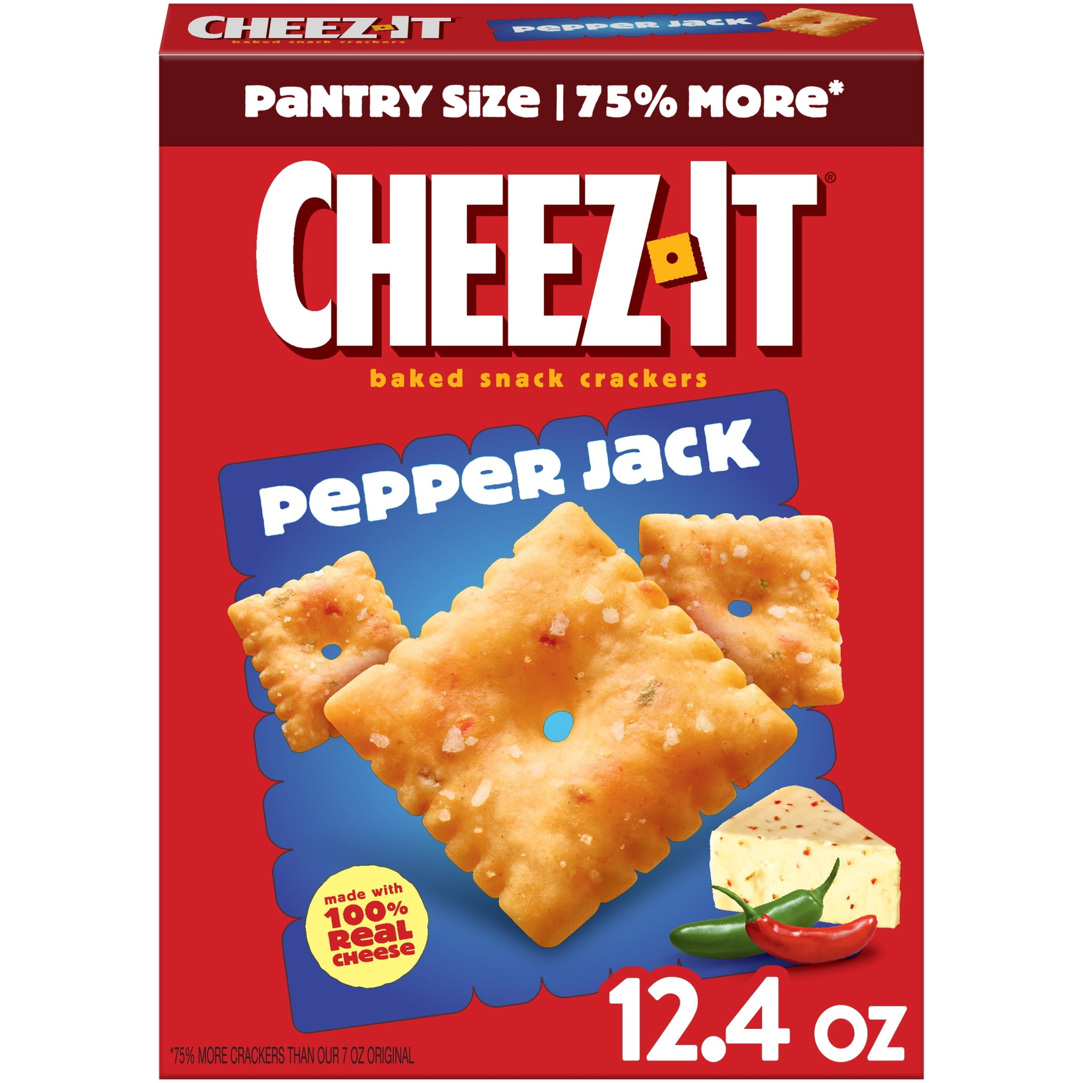 Cheez-It Pepper Jack Cheese Crackers, Baked Snack Crackers, 12.4 oz