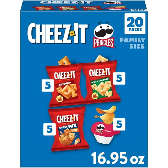 Cheez-It, Pringles, Lunch Snacks, Variety Pack, 16.95oz Box (20 Packs)