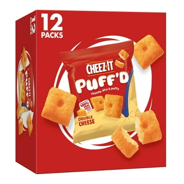 Cheez-It Puff'd Double Cheese Cheesy Baked Snacks, Puffed Snack Crackers, 12 Count