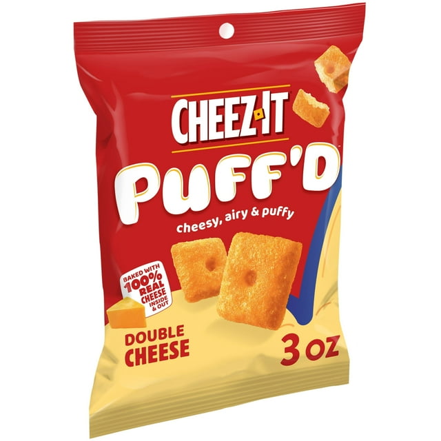 Cheez-It Puff'd Double Cheese Cheesy Baked Snacks, Puffed Snack Crackers, 3 oz