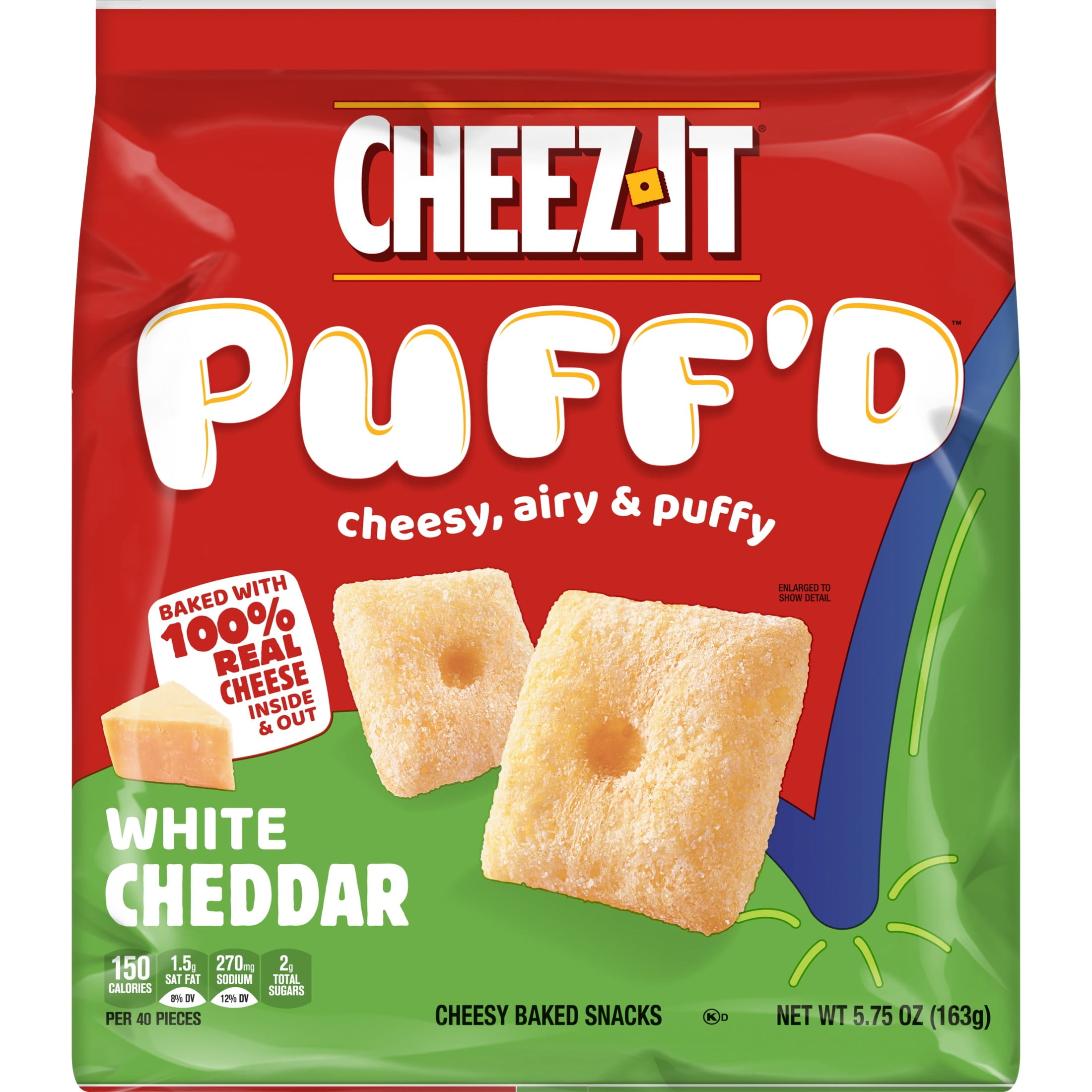 Cheez-It Puff'd White Cheddar Cheesy Baked Snacks, Puffed Snack Crackers, 5.75 oz