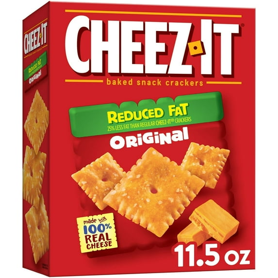 Cheez-It Reduced Fat Original Baked Snack Cheese Crackers, Made with 100% Real Cheese, 11.5 oz (Pack of 6)