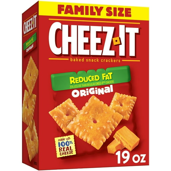 Cheez-It Reduced Fat Original Cheese Crackers, Baked Snack Crackers, 19 oz (Pack of 4)