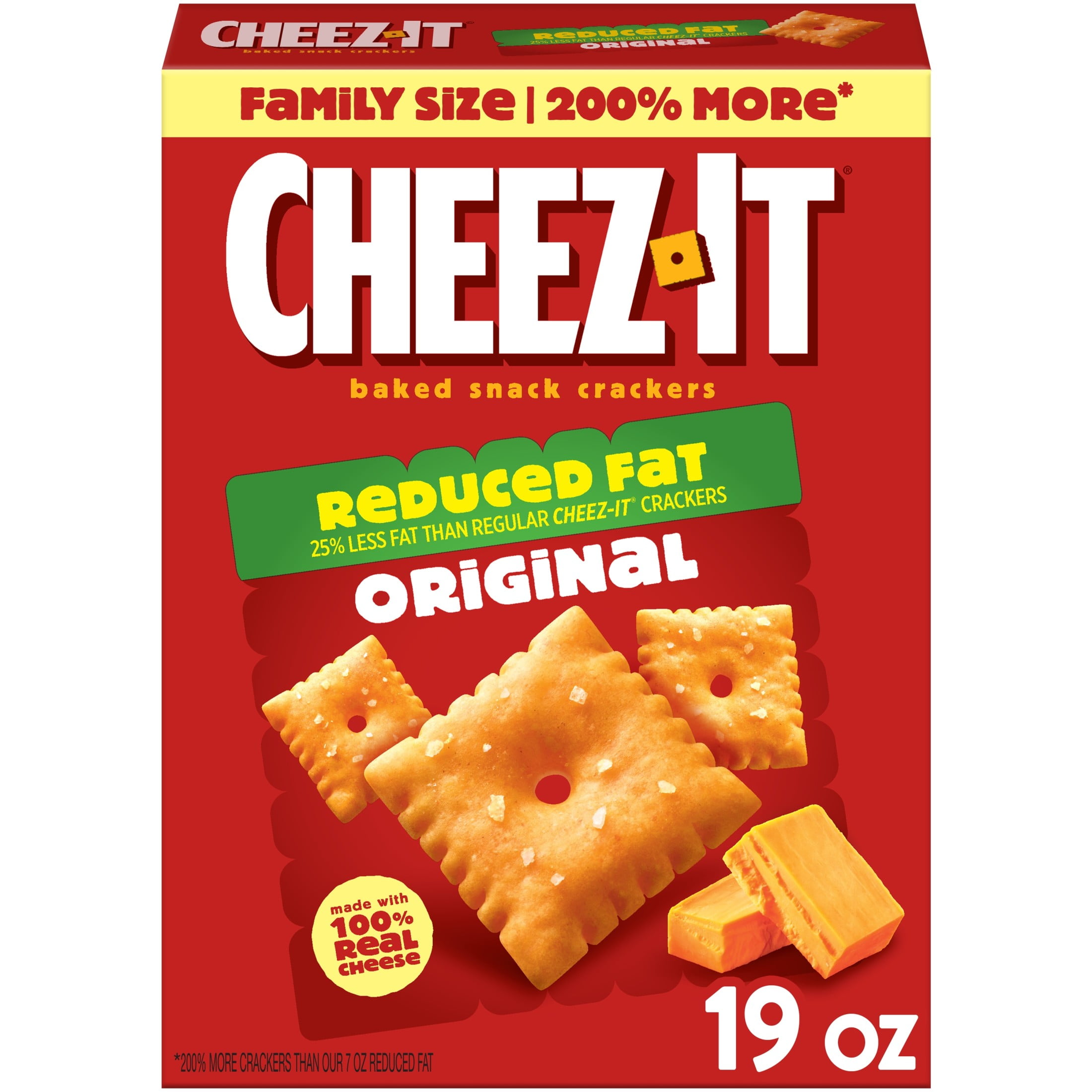 Cheez-It Reduced Fat Original Cheese Crackers, Baked Snack Crackers, 19 oz