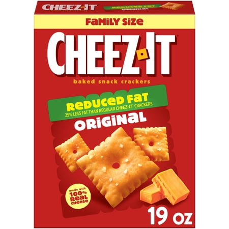 Cheez-It Reduced Fat Original Cheese Crackers, Baked Snack Crackers, 19 oz