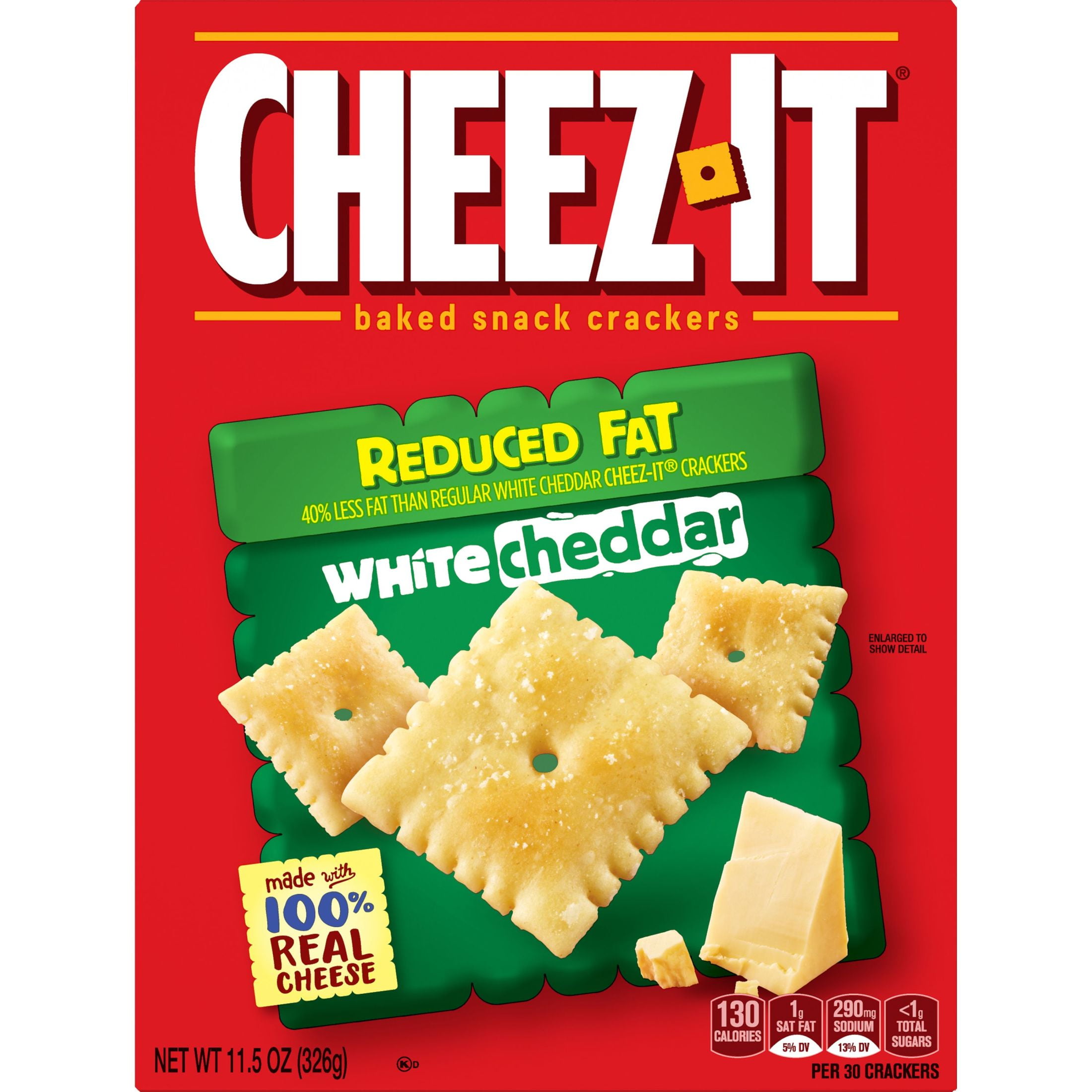 CheezIt Reduced Fat White Cheddar Baked Snack Cheese Crackers, 11.5 oz