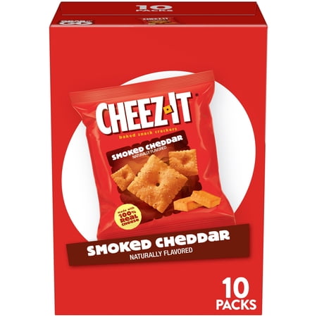 Cheez-It Smoked Cheddar Baked Snack Crackers, Lunch Snacks, 10 Count