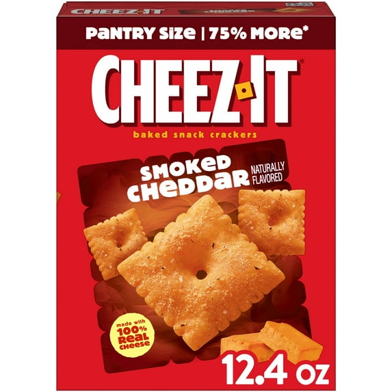Cheez-It Smoked Cheddar Baked Snack Crackers, Lunch Snacks, 12.4 oz