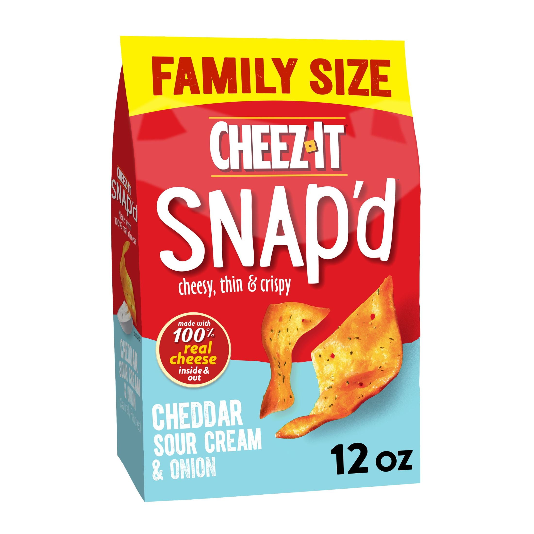 CheezIt Snap'd Cheddar Sour Cream Onion Cheese Cracker Chips, 12 oz