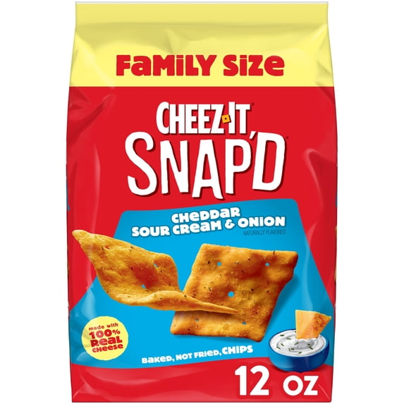 Cheez-It Snap'd Cheddar Sour Cream and Onion Cheesy Baked Chips, Lunch Snacks, 12 oz