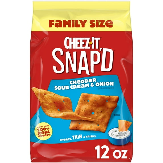 Cheez-It Snap'd Cheddar Sour Cream Onion Cheese Cracker Chips, Thin Crisps, 12 oz