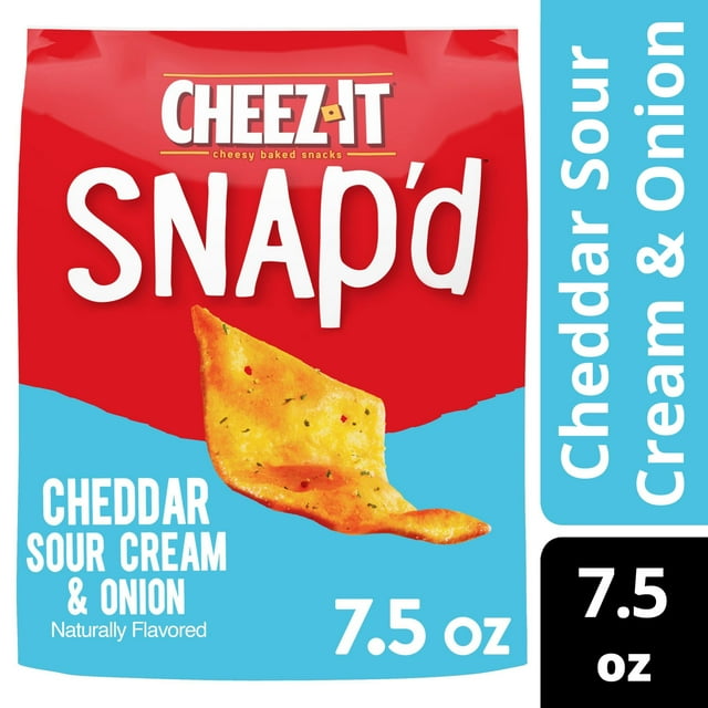 CheezIt Snap'd Cheddar Sour Cream and Onion Cheese Cracker Chips, PeanutFree, 7.5 oz