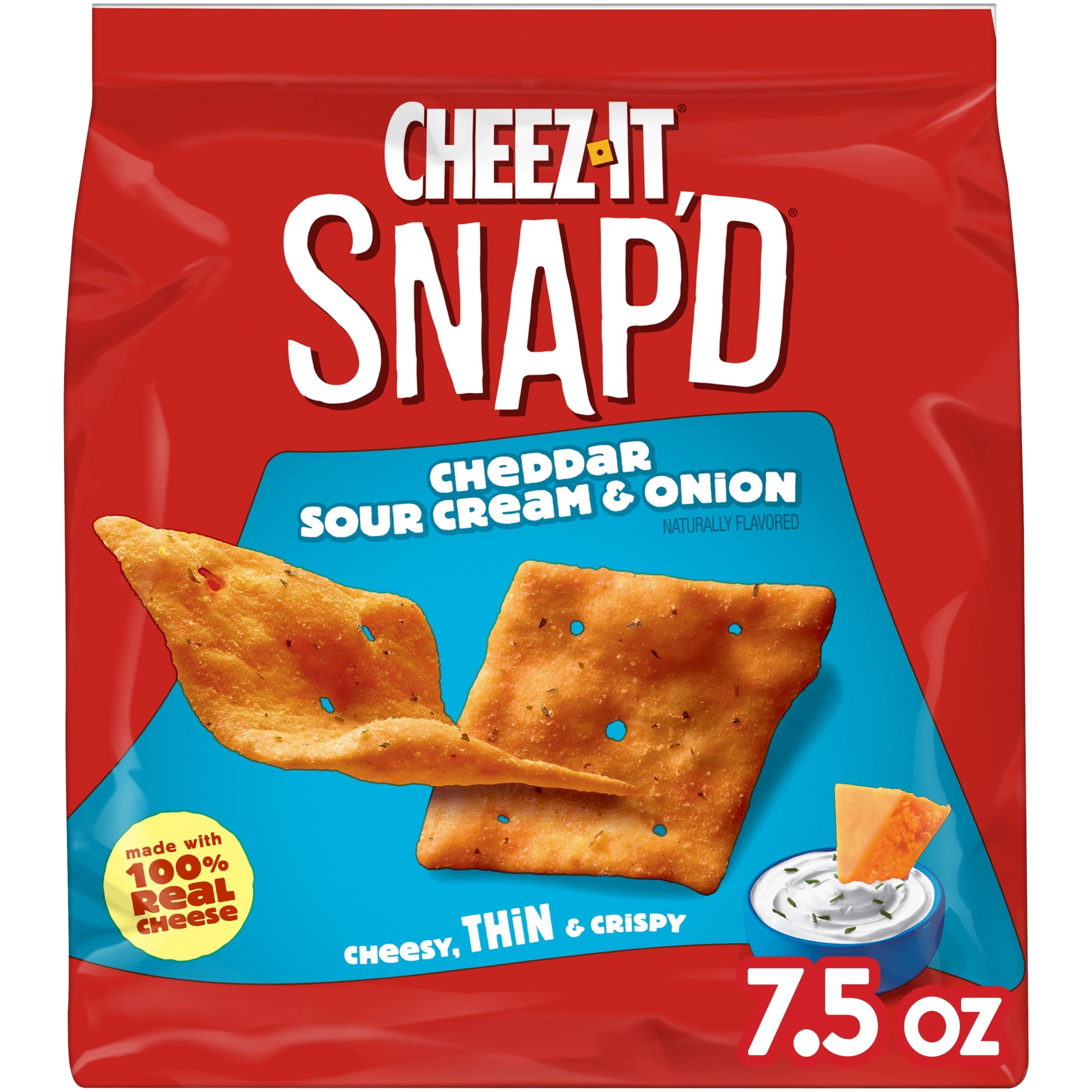 Cheez-It Snap'd Cheddar, Sour Cream & Onion Cracker Chips, Thin Crisps, 7.5 oz