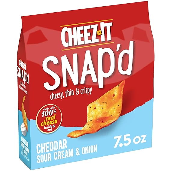 CheezIt Snap'd Cheese Cracker Chips Cheddar Sour Cream and Onion, 7