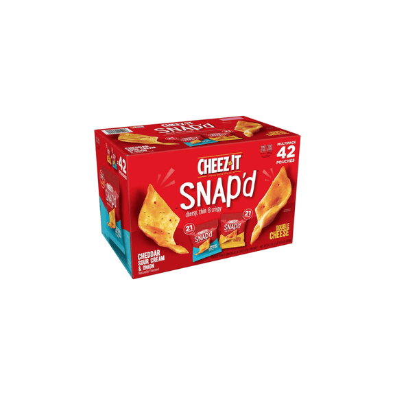 Cheez-It Snapd Cheesy Thin & Crispy Crackers Variety Pack, 42 Pouches (0.75 oz Each)