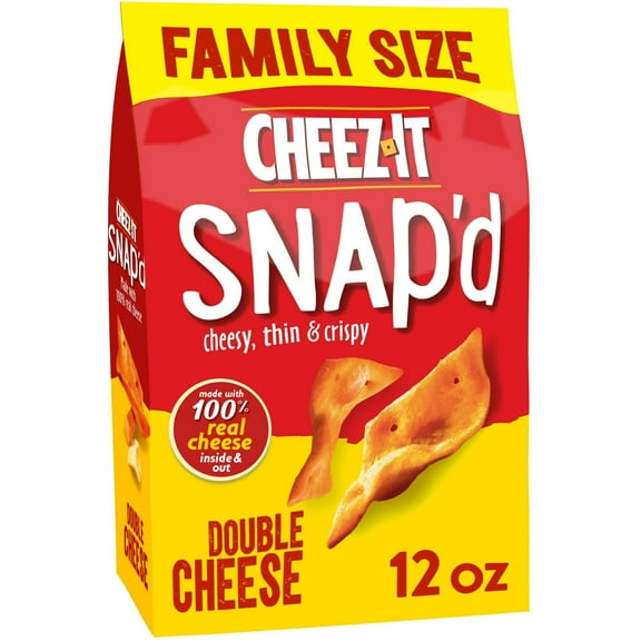 Cheez-It Snap'd Double Cheese Cracker Chips, Thin Crisps, 12 oz (Pack of 4)