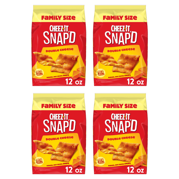 Cheez-It Snap'd Double Cheese Cracker Chips, Thin Crisps, 12 oz (Pack of 4)