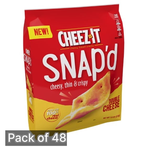 Cheez-It Snap'd Crackers, Double Cheese 7.5 oz Bag (Pack of 48)