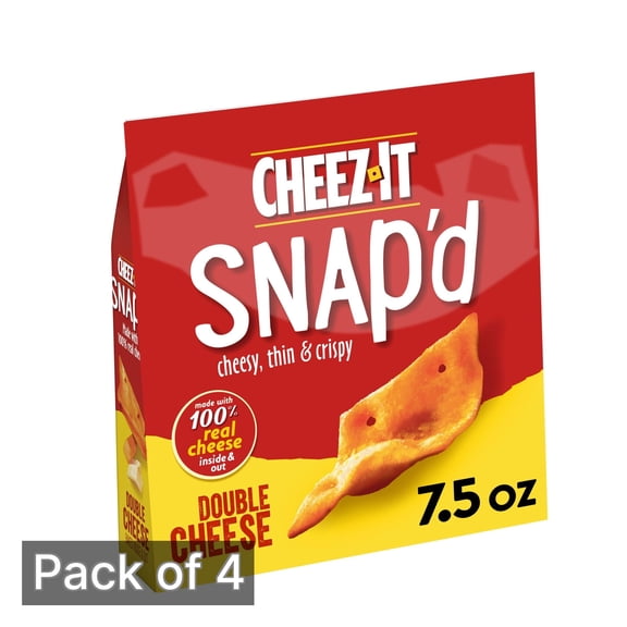 Cheez-It Snap'd Crackers, Double Cheese 7.5 oz Bag (Pack of 4)