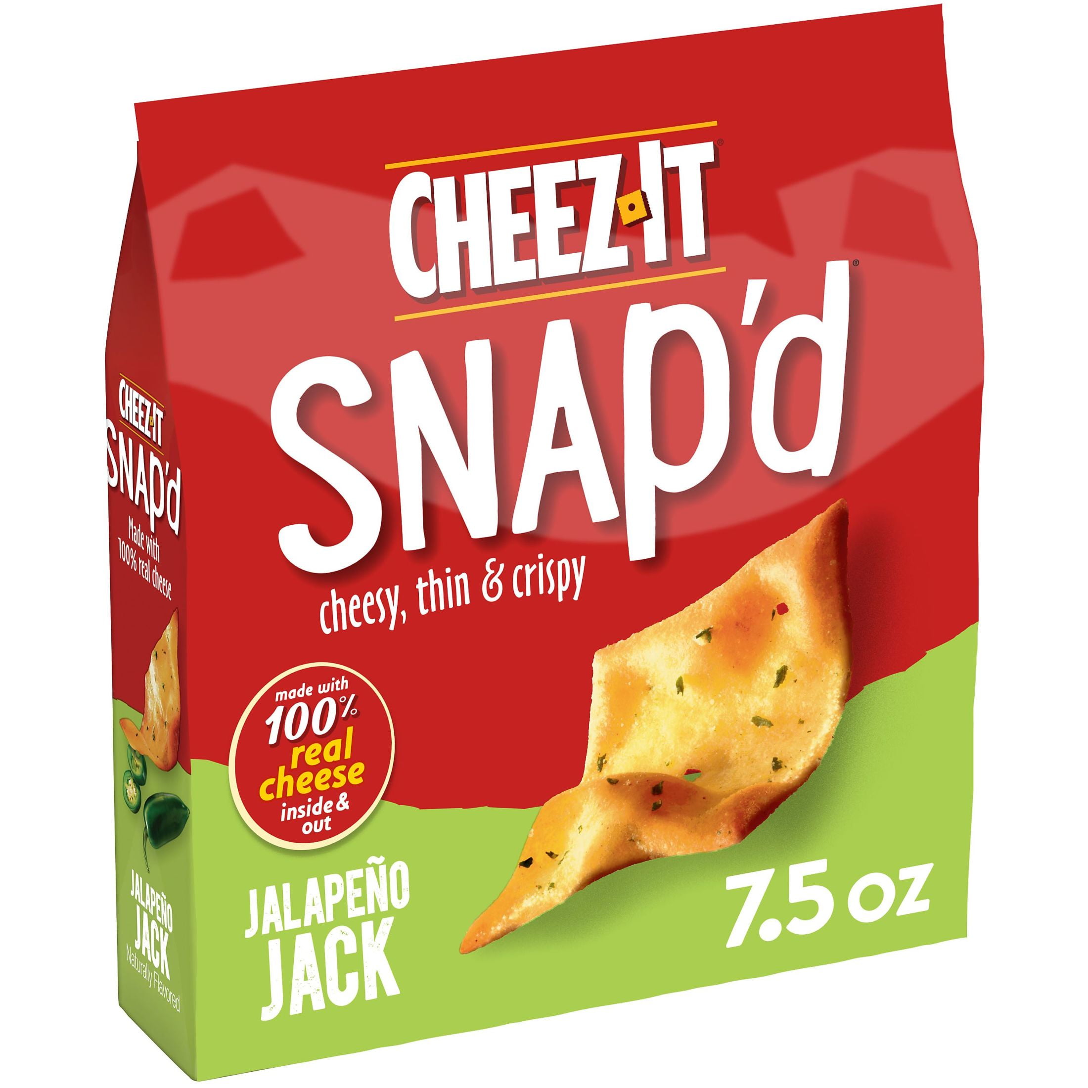 Cheez-It Snap'd Jalapeno Jack Cheese Cracker Chips, Thin Crisps, 7.5 oz