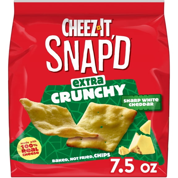 Cheez-It Snap'd Sharp White Cheddar Cheesy Baked Chips, Extra Crunchy, 7.5 oz
