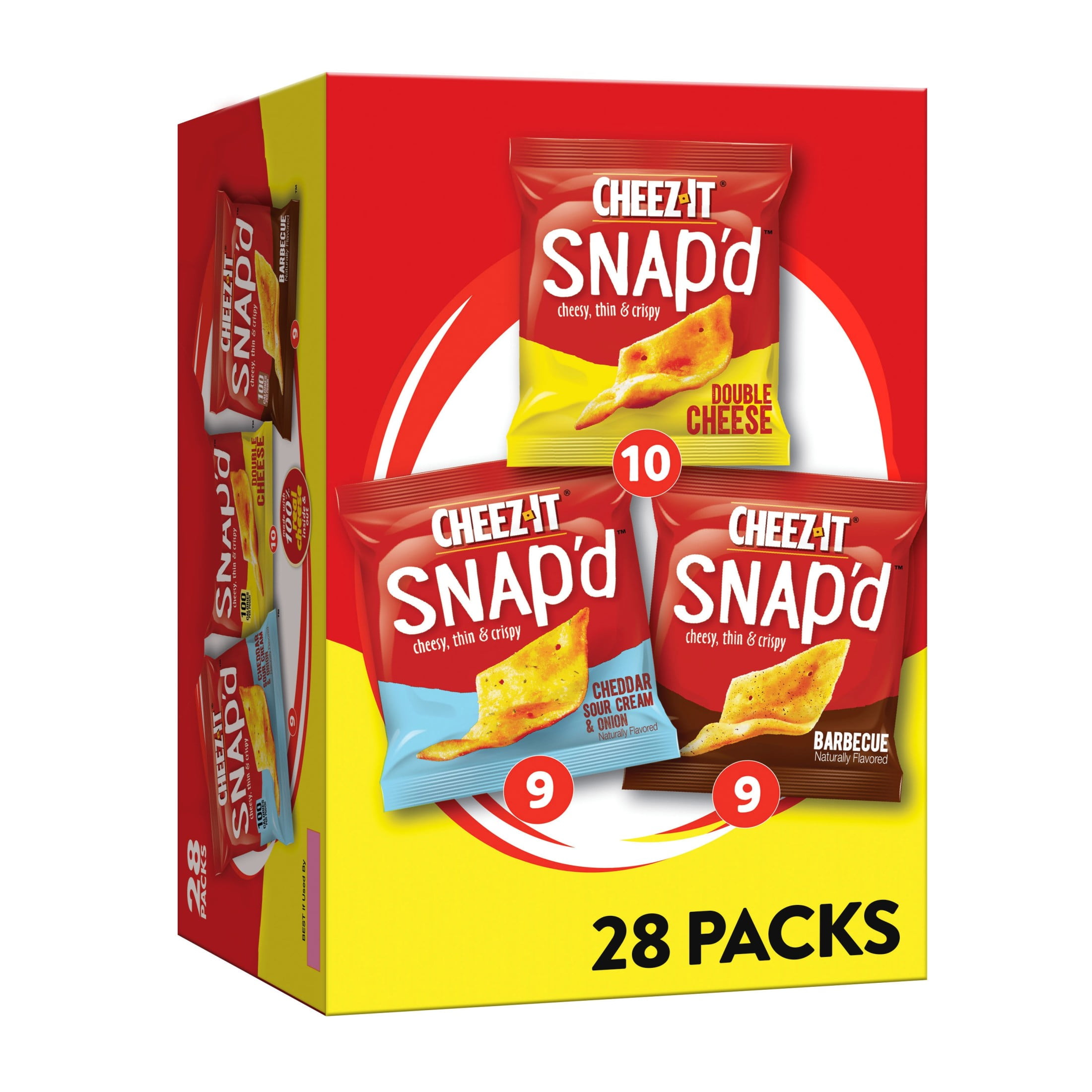 Cheez-It Snap'd Variety Pack Cheese Cracker Chips, Thin Crisps, 28 Count