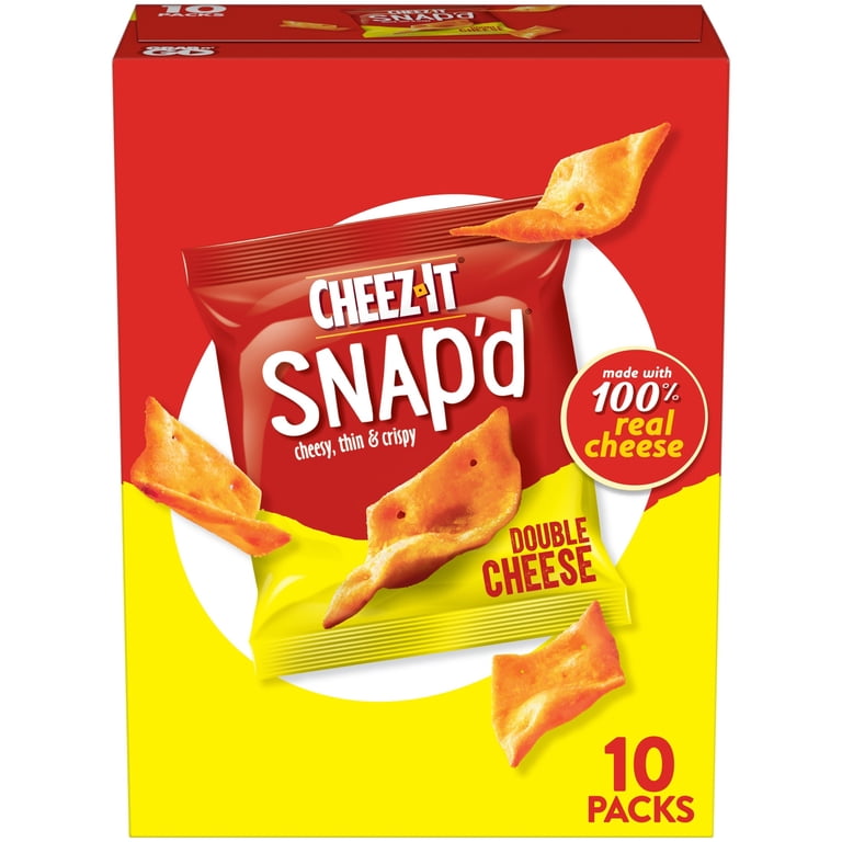 Cheez-It Snap'd Double Cheese Cheesy Baked Chips, Lunch Snacks, 10