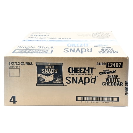 Cheez It Snapd Sharp White Cheddar 2.2oz Bags 6 Pack