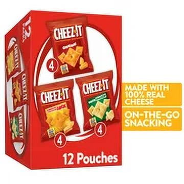 Cheez-It Variety Crackers, Cheddar Jack/White Cheddar/Original, 12.1 Oz., 12/Box (2410094026) (Pack of 24)