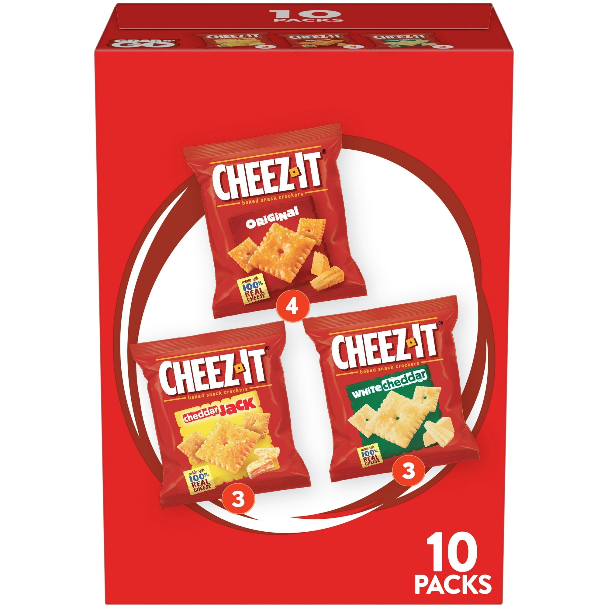 Cheez-It Variety Pack Baked Snack Crackers, Lunch Snacks, 10 Count ...