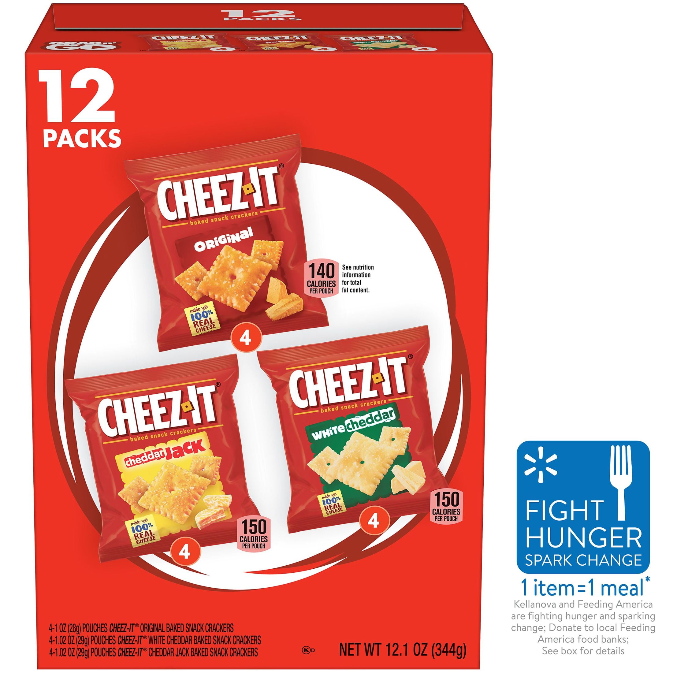 Cheez-It Cheese Crackers Variety Pack, Individual Packets, Baked Snack, 12 Count