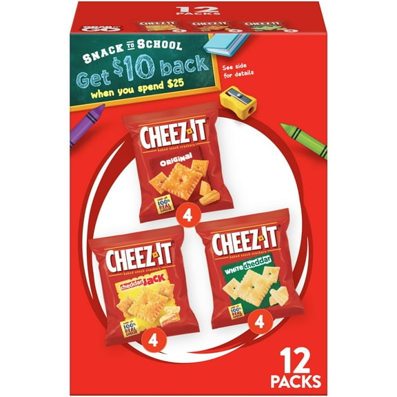 Cheez-It Variety Pack Cheese Crackers, Baked Snack Crackers, 12 Count
