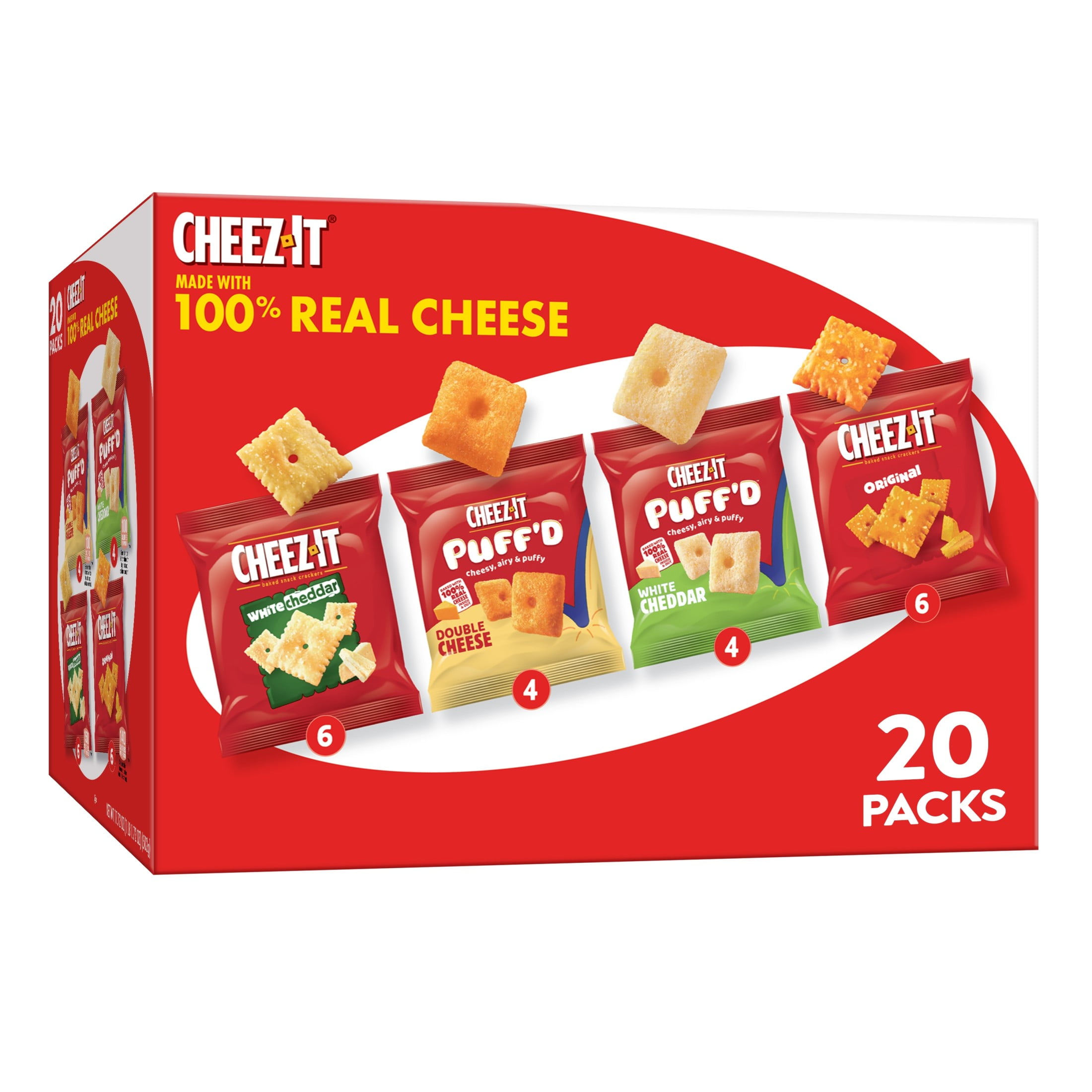 Cheez-It Variety Pack Cheese Crackers, Baked Snack Crackers, 20 Count