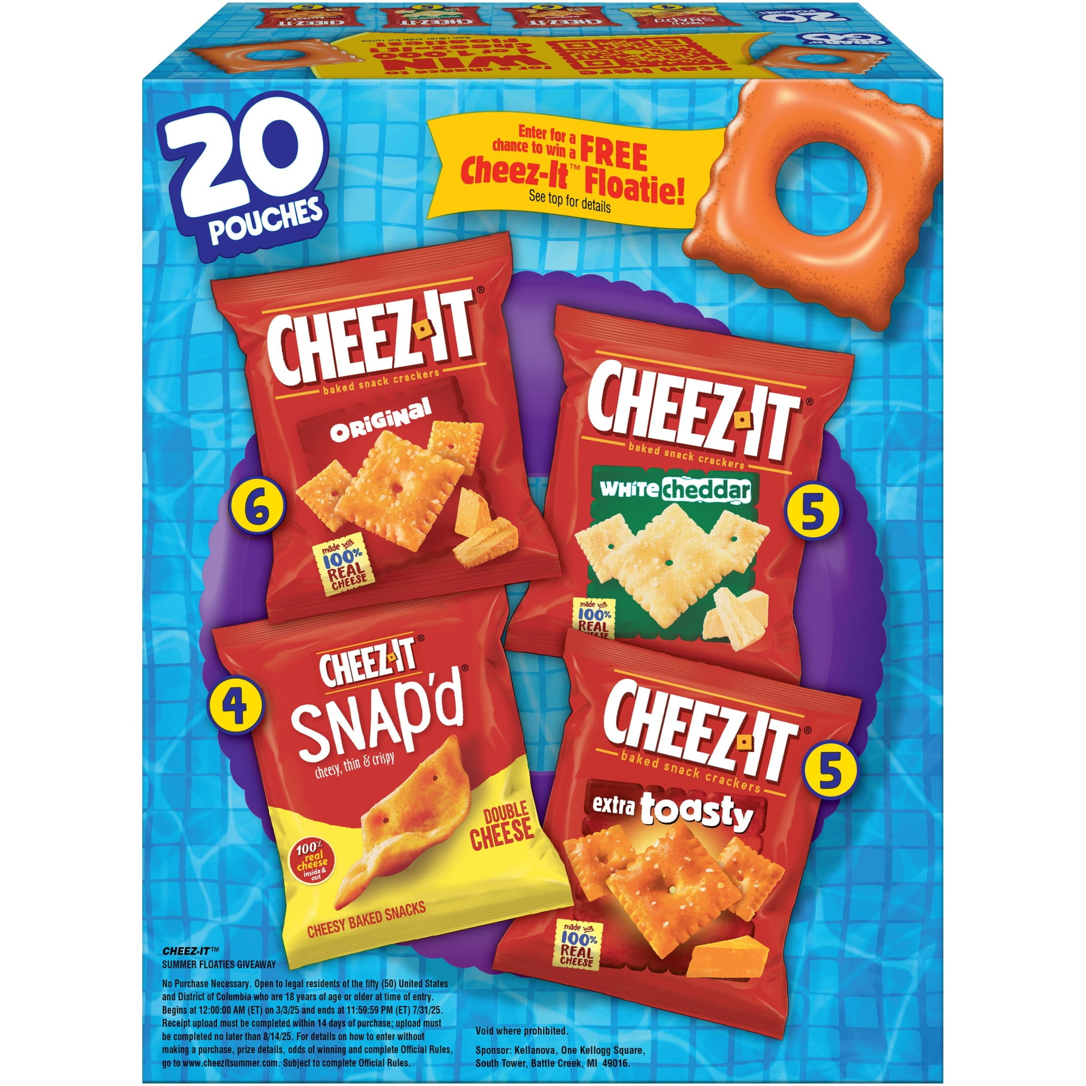 Cheez-It Variety Pack Cheese Crackers, Baked Snack Crackers, 20 Count