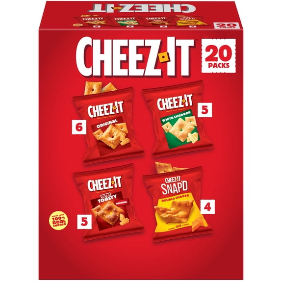 Cheez-It Variety Pack Cheese Crackers, Baked Snack Crackers, 20 Count