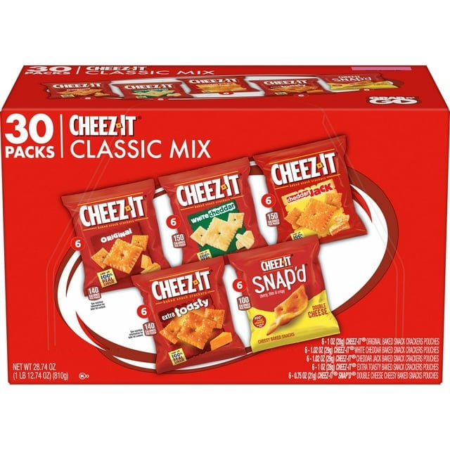 Cheez-It Variety Pack Cheese Crackers, Baked Snack Crackers, 30 Count - 3 pack