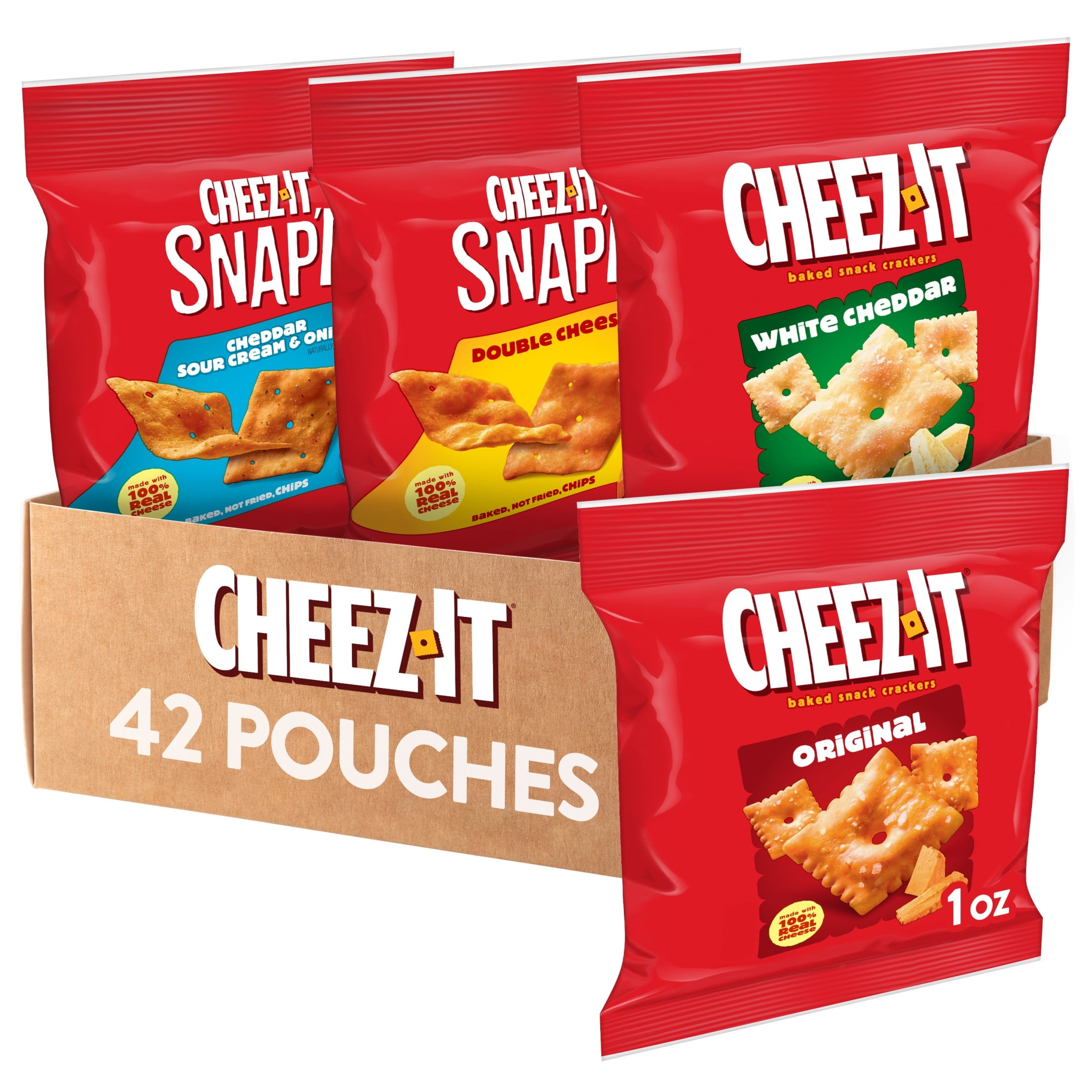 Cheez-It Variety Pack Cheese Crackers, Baked Snack Crackers, 42 Count