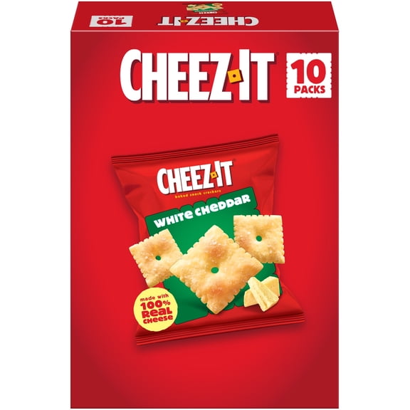 Cheez-It White Cheddar Baked Snack Crackers, Lunch Snacks, 10 Count