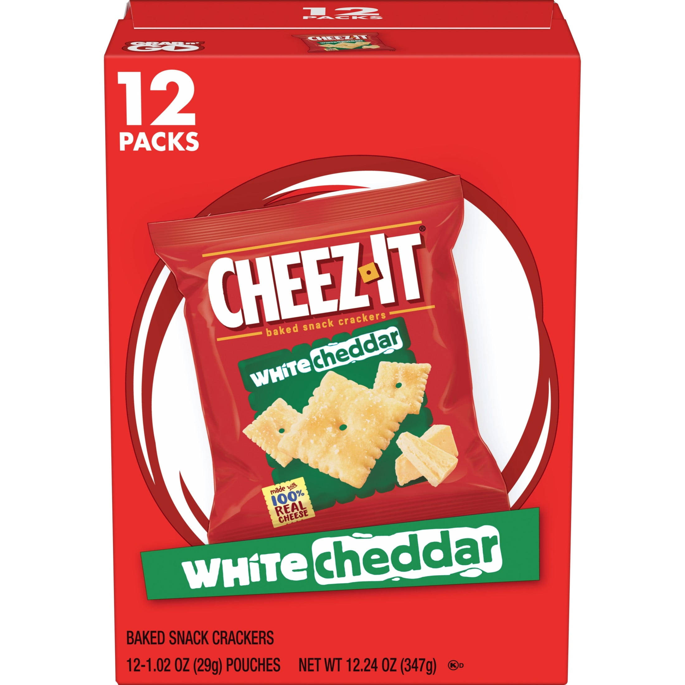 Cheez-It White Cheddar Baked Snack Crackers, Cheese Crackers, 12 Count