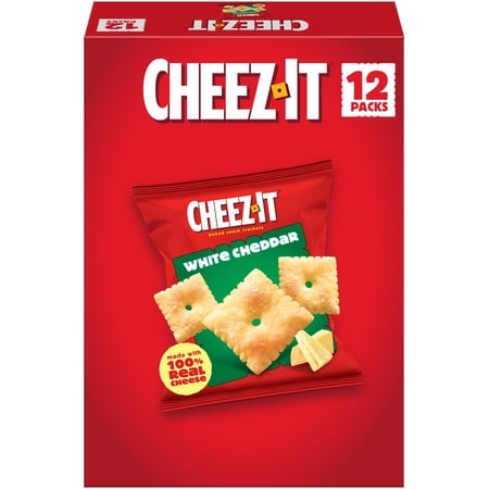Cheez-It White Cheddar Baked Snack Crackers, Lunch Snacks, 12 Count