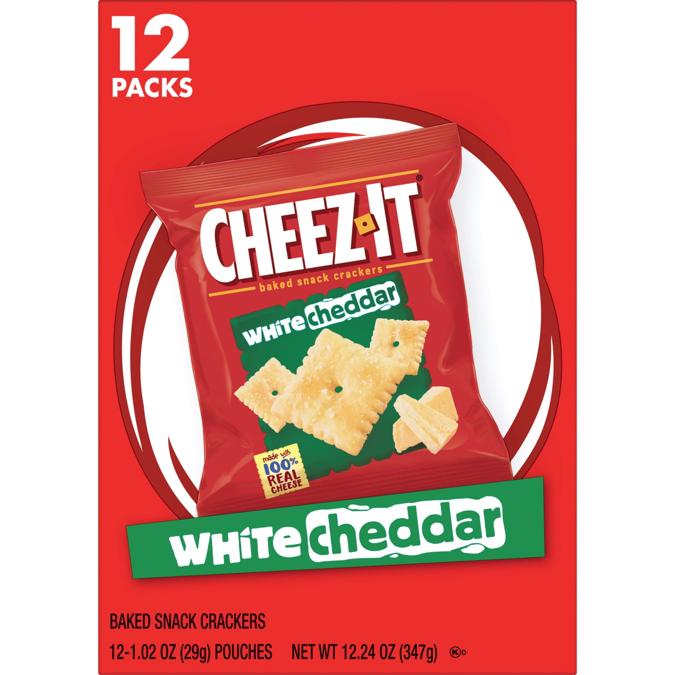 CheezIt White Cheddar Baked Snack Crackers, PeanutFree, 12.24 oz, 12 Count