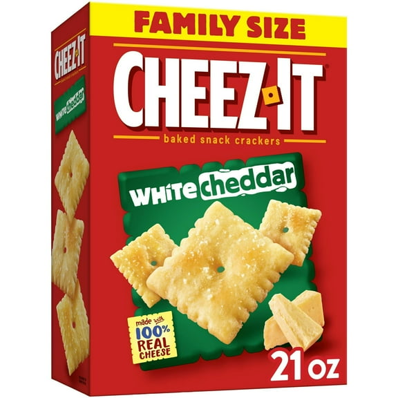 Cheez-It White Cheddar Cheese Crackers, Baked Snack Crackers, 21 oz (Pack of 4)