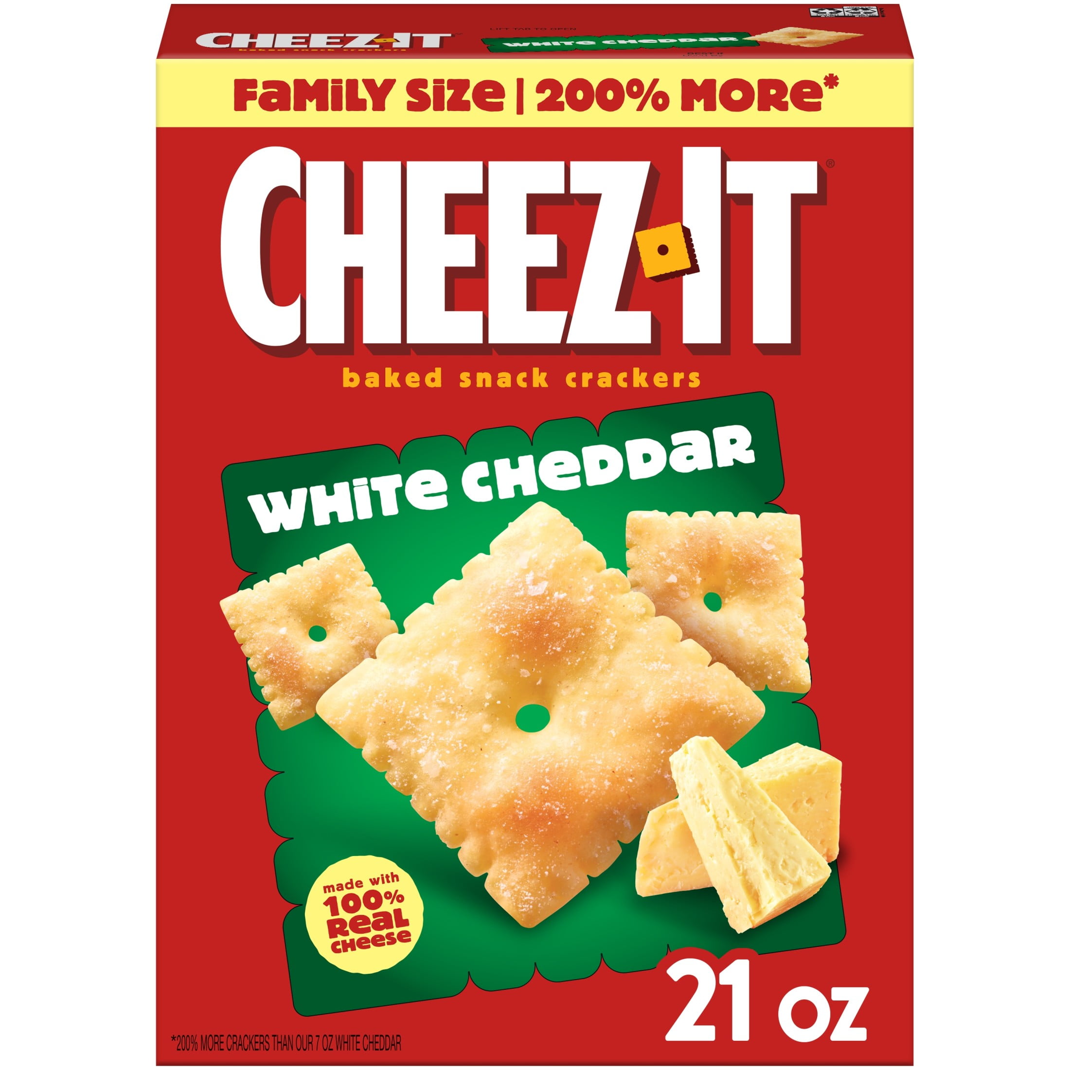 Cheez-It White Cheddar Cheese Crackers, Baked Snack Crackers, 21 oz