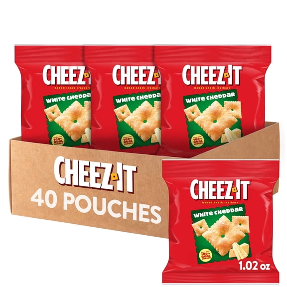 Cheez-It White Cheddar Cheese Crackers, Baked Snack Crackers, 40 Count
