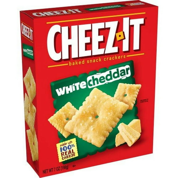 (12 pack) Cheez-It White Cheddar Cheese Crackers, Baked Snack Crackers, 7 oz